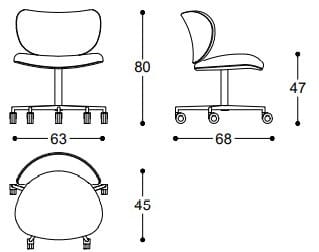 Кожаный операционный офисный стул с колесами BLACK TIE Kalida ARCH-00092669 - Вид №3