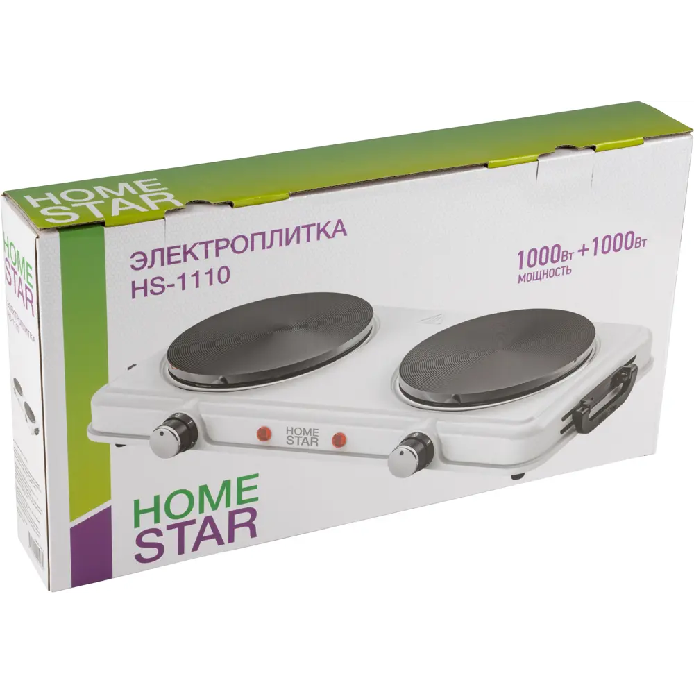 Электрическая настольная плита HomeStar HS-1110 44.9 см 2 конфорки цвет белый Santreyd STLM-2182859 - Вид №3