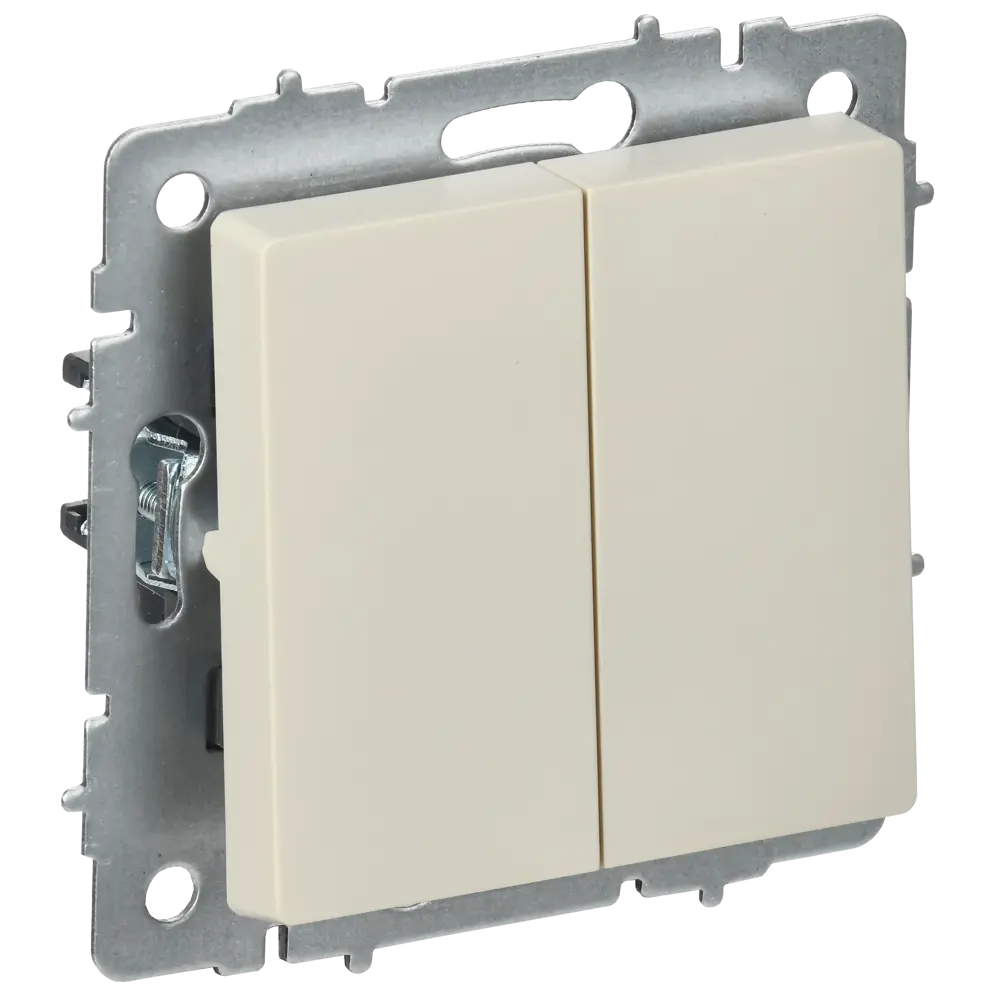 Переключатель встраиваемый перекрестный IEK Brite 2 клавиши цвет бежевый STLM-2060593 - Вид №1