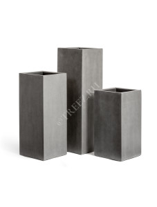 41.3317-02-010-GR-97 Кашпо  Effectory - серия Beton - Высокий куб - Тёмно-серый бетон Цветочная коллекция
