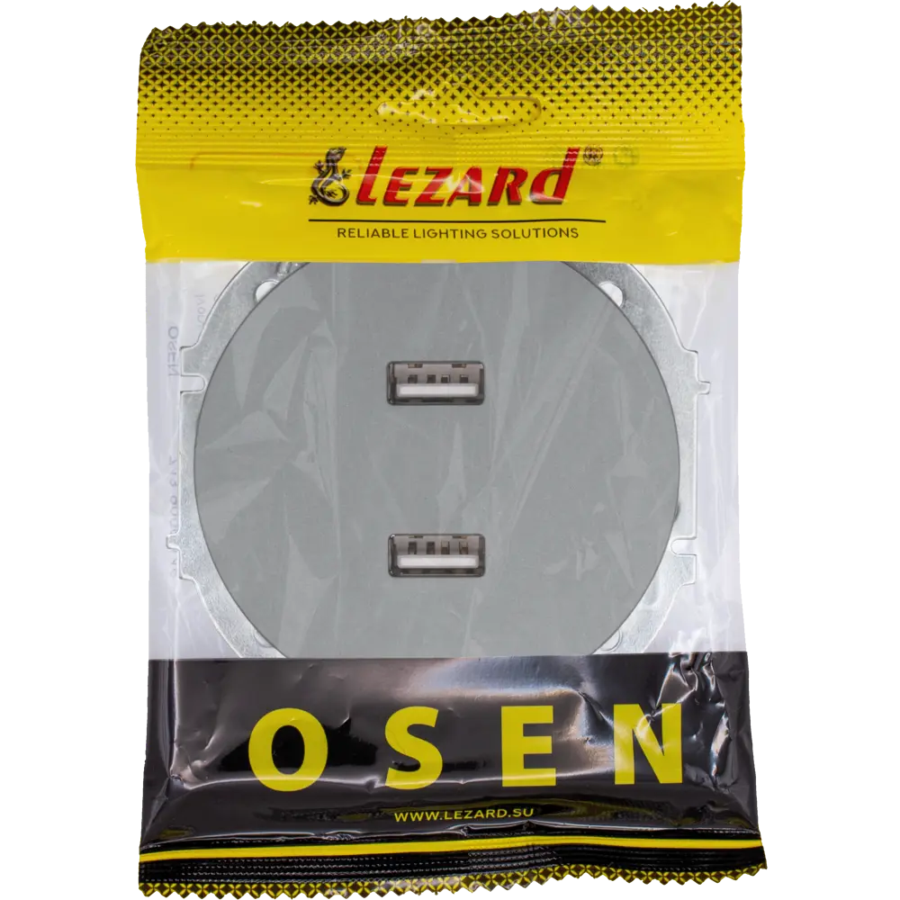 Розетка двойная USB встраиваемая Osen цвет серый LEZARD STLM-2137299 - Вид №4