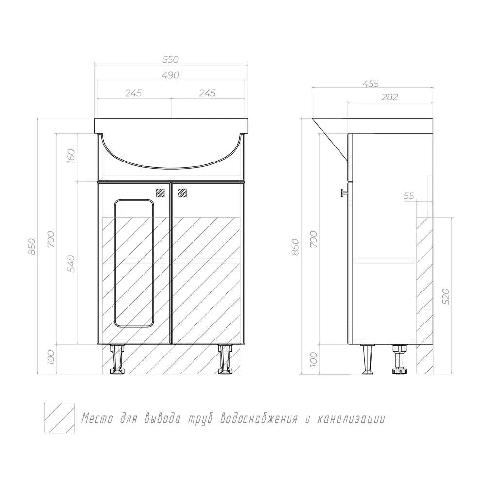 Тумба под раковину напольная «Мальта» 55 см цвет белый VIGO STLM-2057739 - Вид №7