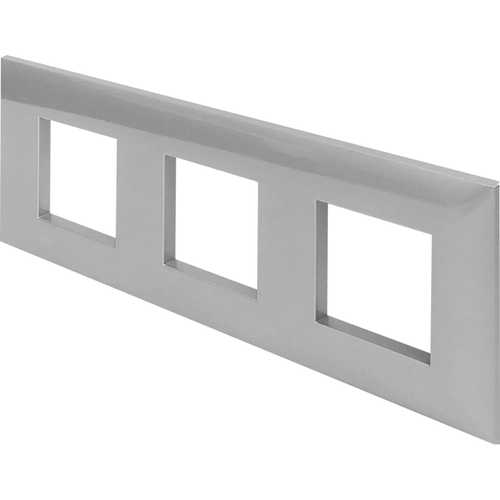 Рамка для розеток и выключателей DKC Avanti 3 поста цвет закаленная сталь STLM-2117076 - Вид №1
