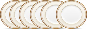 10665463 Noritake Набор из 6 тарелок закусочных Noritake "Трефолио,золотой кант" 22см Фарфор костяной
