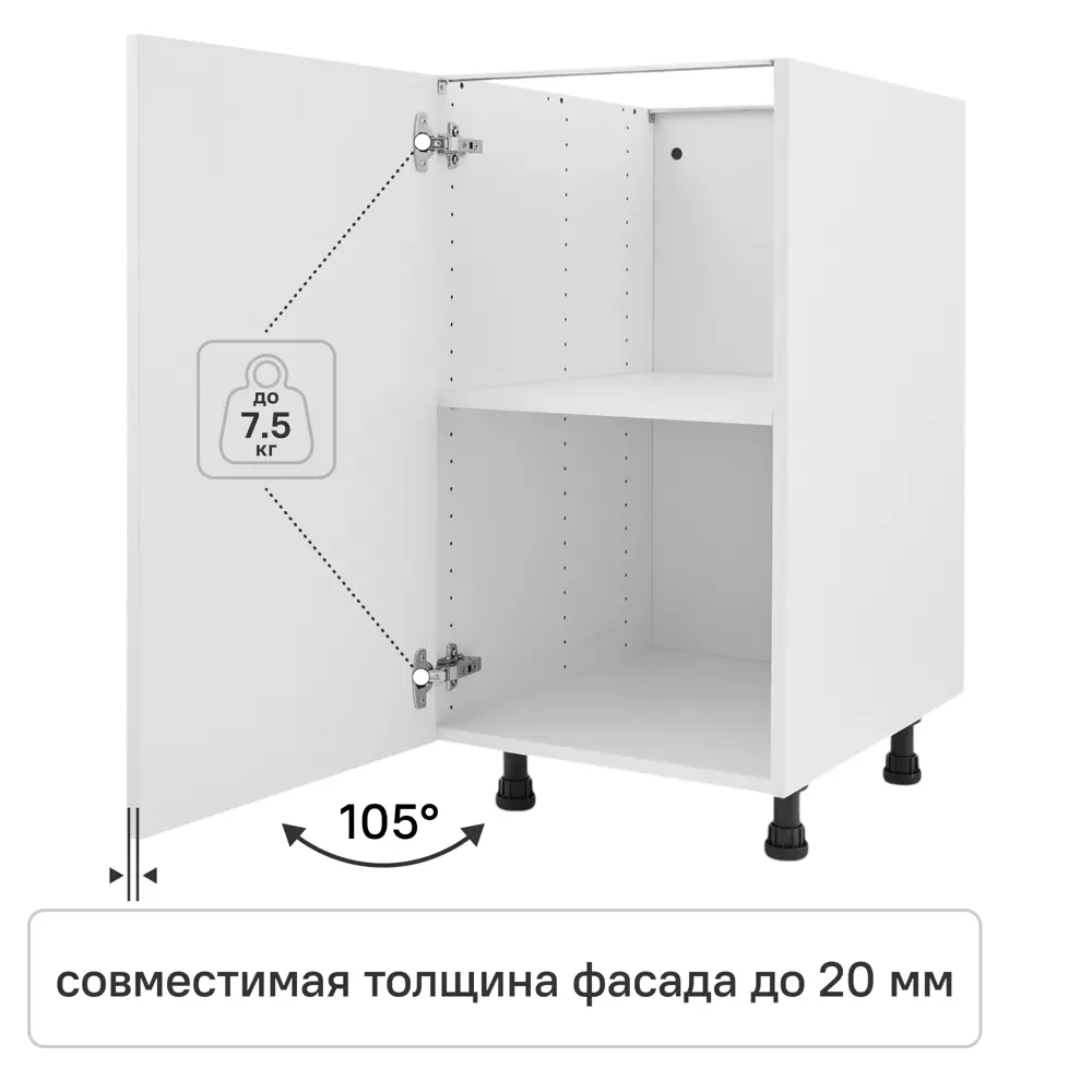 Комплект петель плавного закрывания для углового шкафа 105 градусов сталь 2 шт STANDERS STLM-2165386 - Вид №1