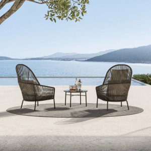 Алюминиевый круглый низкий садовый журнальный столик