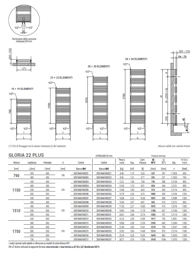 Настенный вертикальный полотенцесушитель Cordivari Gloria ARCH-00061807 - Вид №1