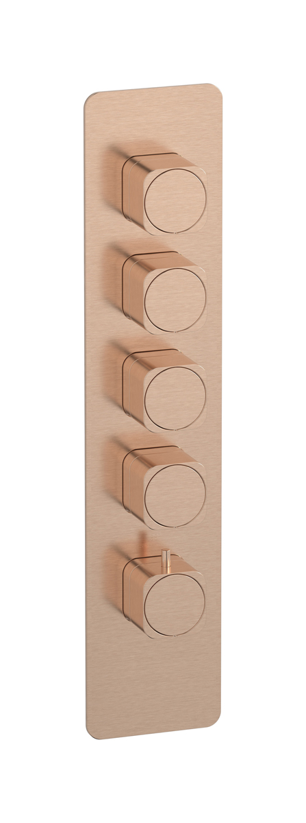 External part of thermostatic 4 ways, square plate, vertical, soft handle WE ARE IB eua416srneo_1 Brushed Rose Gold Aqua