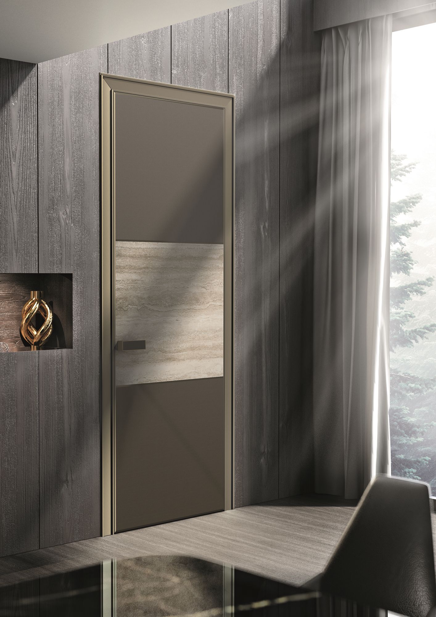 Кожаная распашная дверь Longhi Aluminiun Chic-Doors ARCH-00018686 - Вид №1