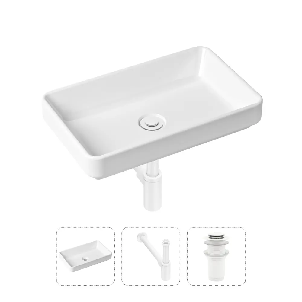 Накладная раковина Lavinia Boho Bathroom Sink Slim 21520121 фарфор 55 см с донным клапаном и металлическим сифоном