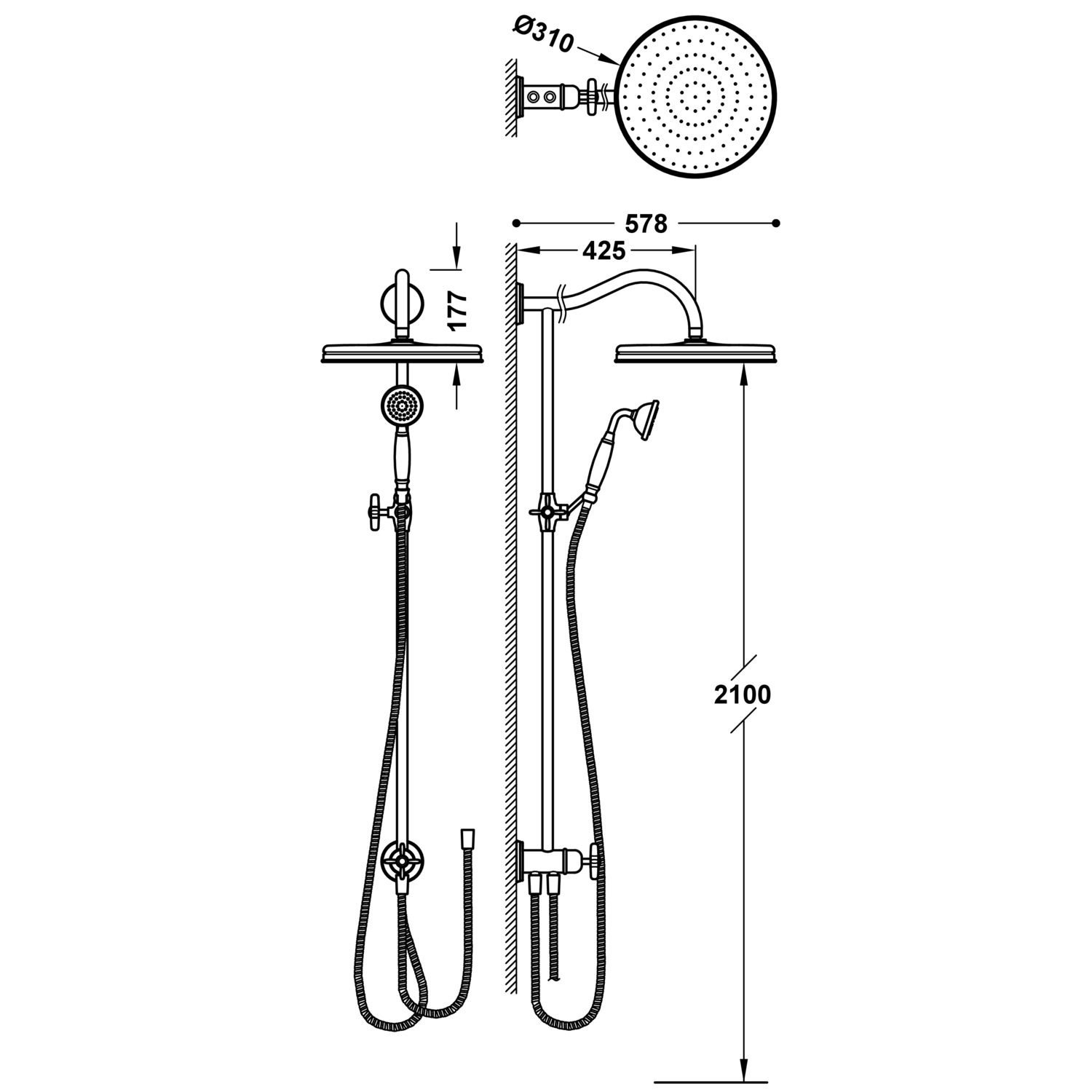 Набор душевых перекладин TRES CLASIC регулируется для любого типа крана-24247601LM TRES  - Вид №1