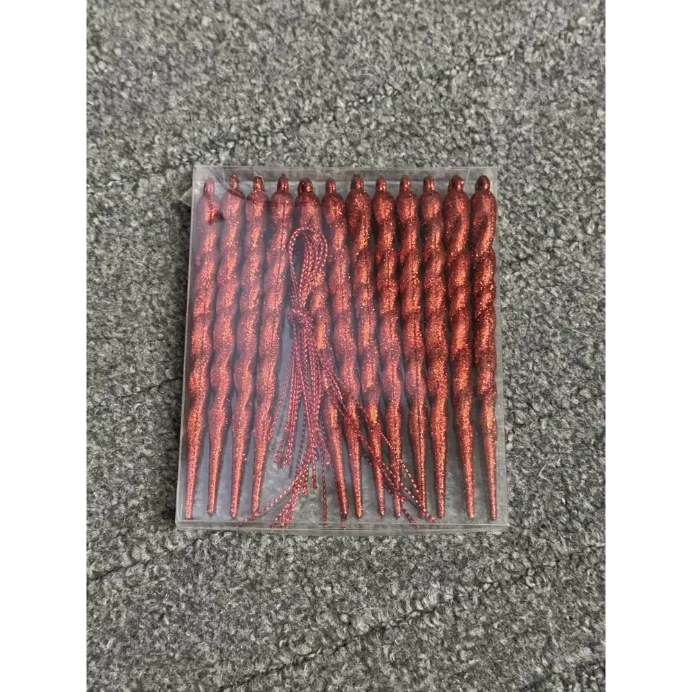 Елочная игрушка Сосулька KREAFORTA 1.2x10.7 см красный 12 шт STLM-2082230