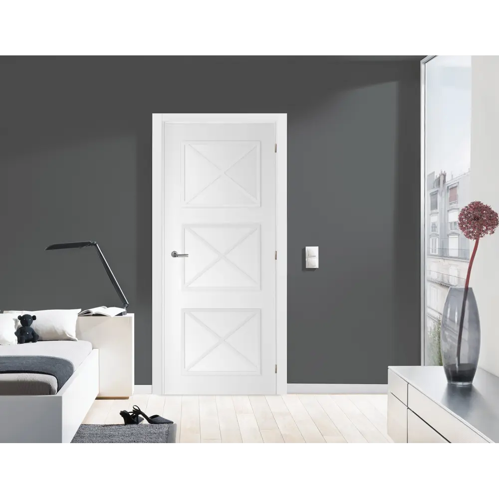 Дверь межкомнатная глухая Камелия белый 2000x600 мм с фурнитурой МАРИО РИОЛИ STLM-2097556 - Вид №5