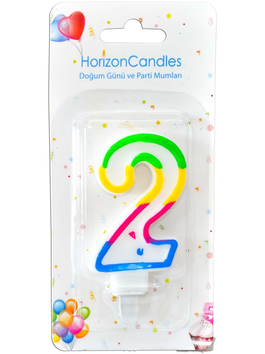 91017918 Свеча Horizon Candles для торта Цифра 2 разноцветная STLM-0443321 MIR LIGHT