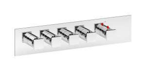 EUA421IINRU Комплект наружных частей термостата на 4 потребителей - горизонтальная прямоугольная панель с ручками Rubacuori IB Aqua - 4 потребителя