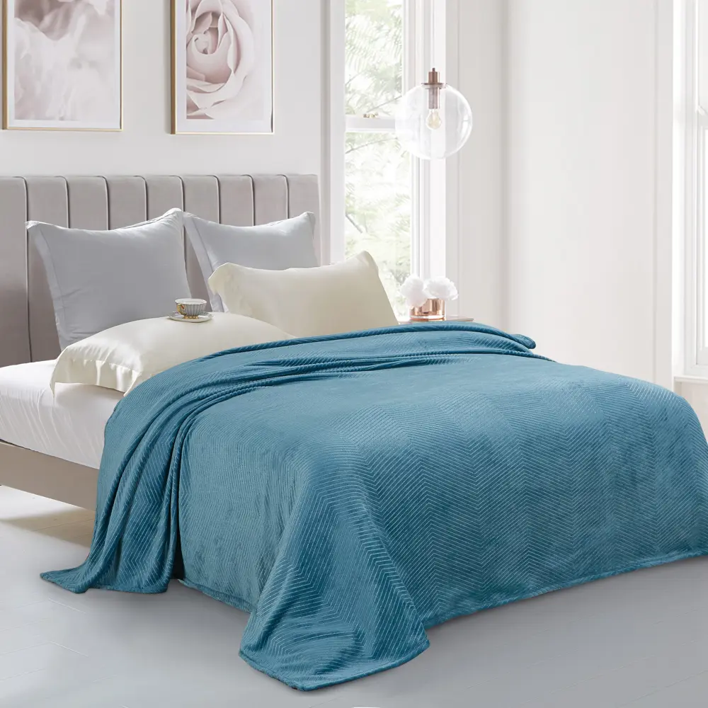 Плед Peru 140x200 см велсофт цвет бирюзовый СТОЛИЦА ТЕКСТИЛЯ STLM-2062784 - Вид №3