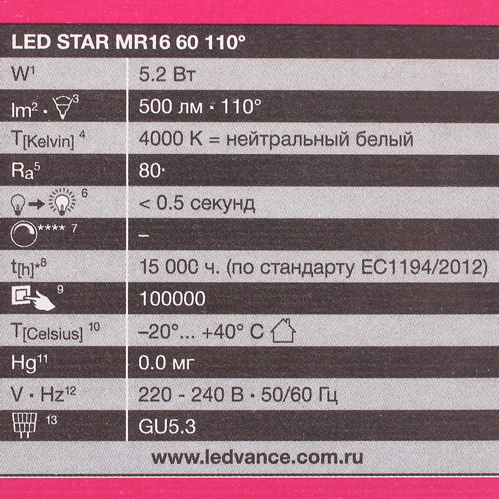 Лампа светодиодная Osram GU5.3 5.2 Вт 500 Лм свет холодный белый матовая колба STLM-2186649 - Вид №2