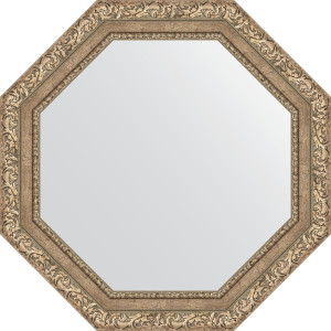 BY 7335 Зеркало в багетной раме - виньетка античное серебро 85 mm EVOFORM Octagon