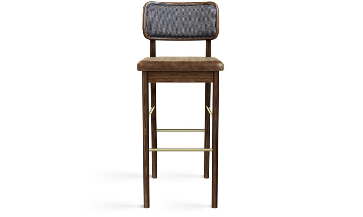 Высокий деревянный табурет со встроенной подушкой и плетеной спинкой RED EDITION плетеная ARCH-00035114 - Вид №23