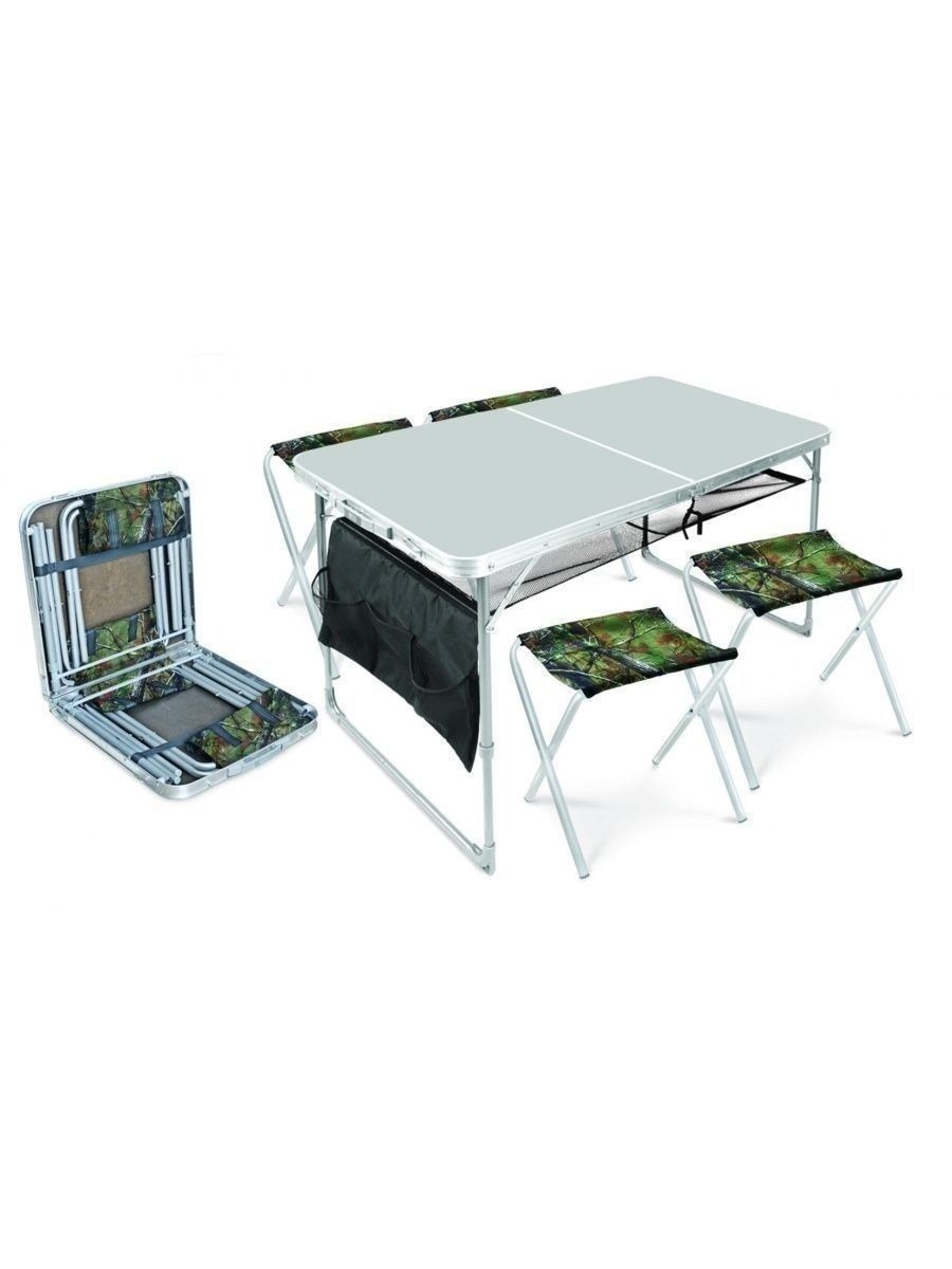 91057638 Садовая мебель для обеда алюминий серый металлик : стол, 4 стула, подвесной пенал ССТ-К3/1 STLM-0461414 NIKA
