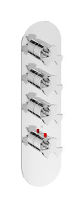 EUA312CCNBT Комплект наружных частей термостата на 3 потребителей - вертикальная овальная панель с ручками Belmondo IB Aqua - 3 потребителя