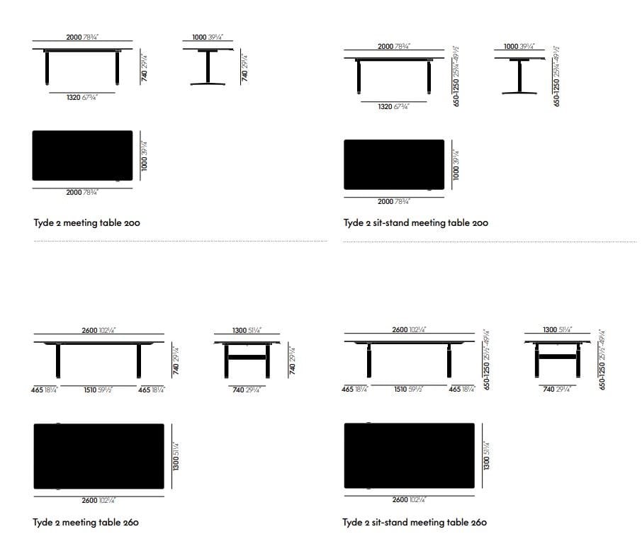 Прямоугольный стол для совещаний с регулируемой высотой VITRA Tyde 2 ARCH-00008420 - Вид №7