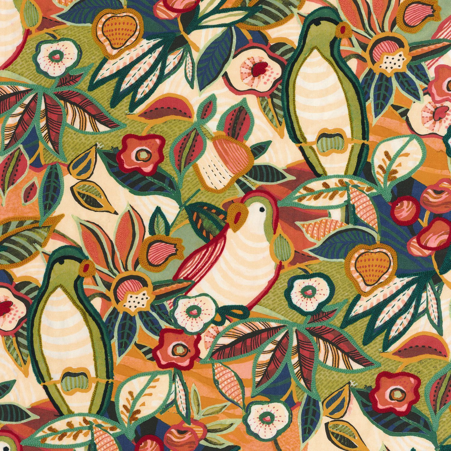 Многоцветная вышитая ткань из хлопка и льна Casamance Pico Bonito ARCH-00102496 - Вид №7