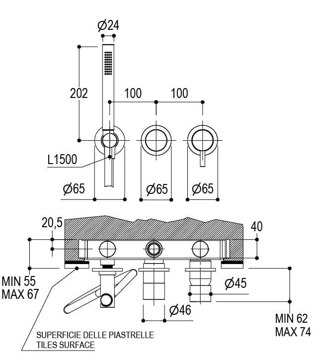 Смеситель для душа / смеситель для ванны из нержавеющей стали Ritmonio диаметр 35 S ARCH-00152302 - Вид №2