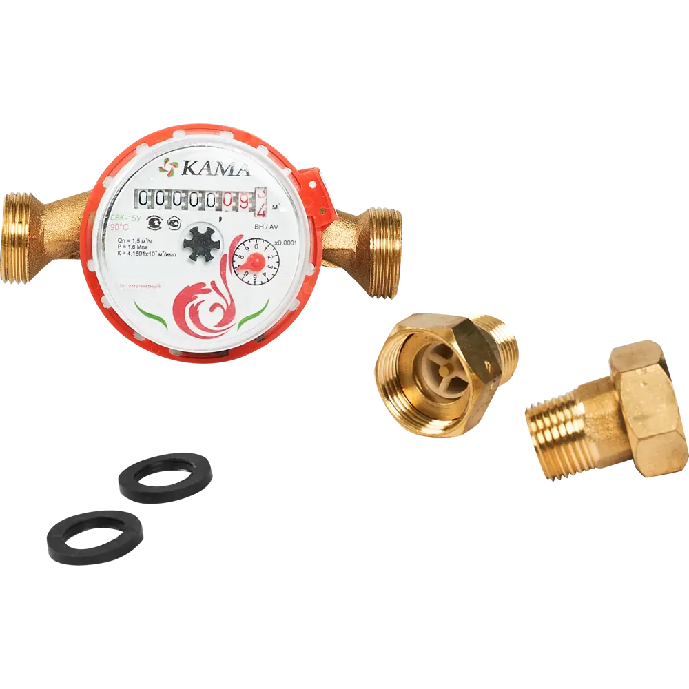 Счетчик для воды универсальный 1/2" 110 мм ЭКВАТЕЛ STLM-2062421 - Вид №1