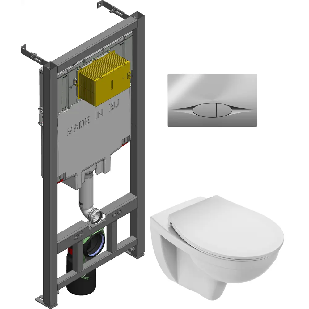 Сет инсталляция с унитазом Jacob Delafon Louis с хромированной кнопкой цвет белый STLM-2047297