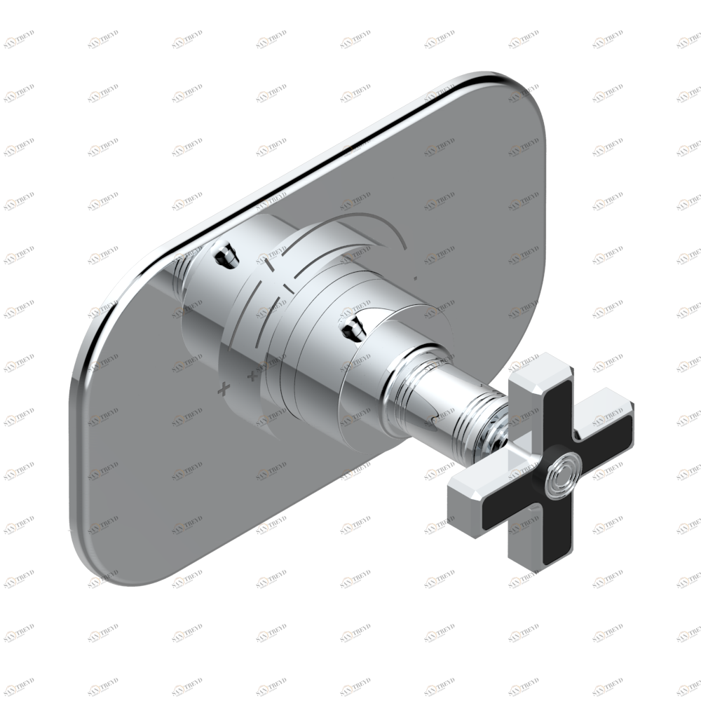 U9E-5100B Ручка регулировки для термостата THG, арт.5100A 1/2" и 5200A 3/4" Thg-paris West coast с ручками-крестиками с чёрным ониксом Хром U9E 5100B  A02 CAT.A