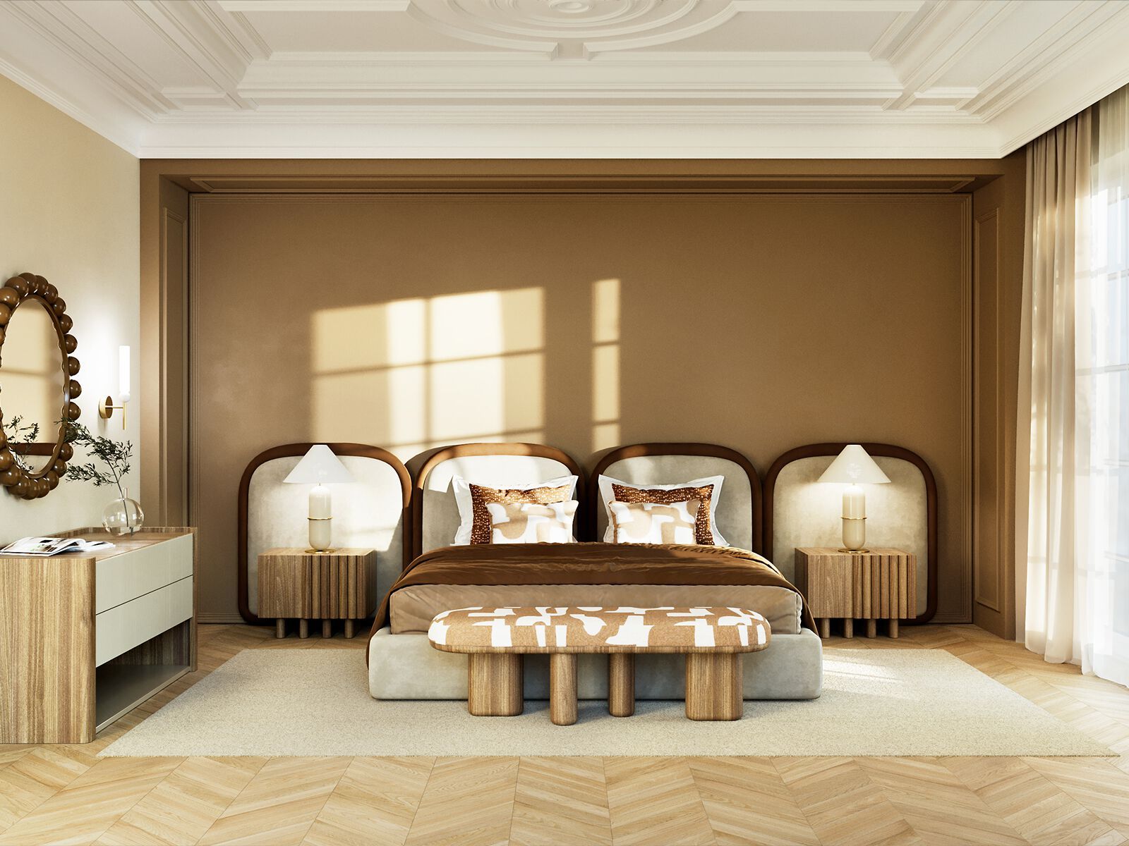 Деревянная прямоугольная тумбочка с ящиками ANA ROQUE INTERIORS ARCH-00046950 - Вид №2