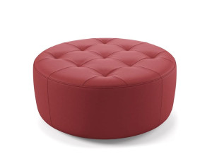Круглый кожаный пуфик capitonné