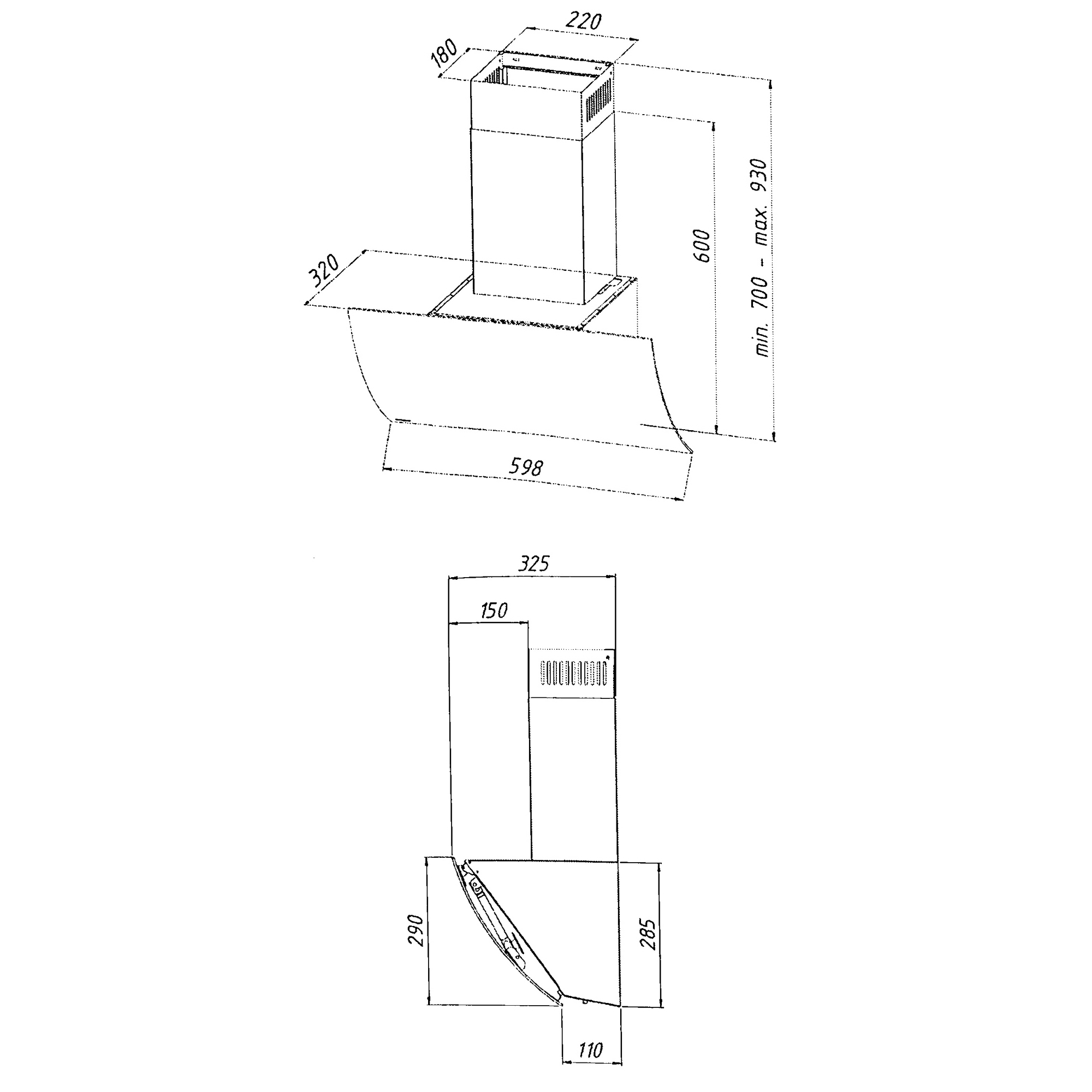 9907752 Вытяжка наклонная Akpo WK-11 Clarus II черный STDN-0140938 - Вид №12