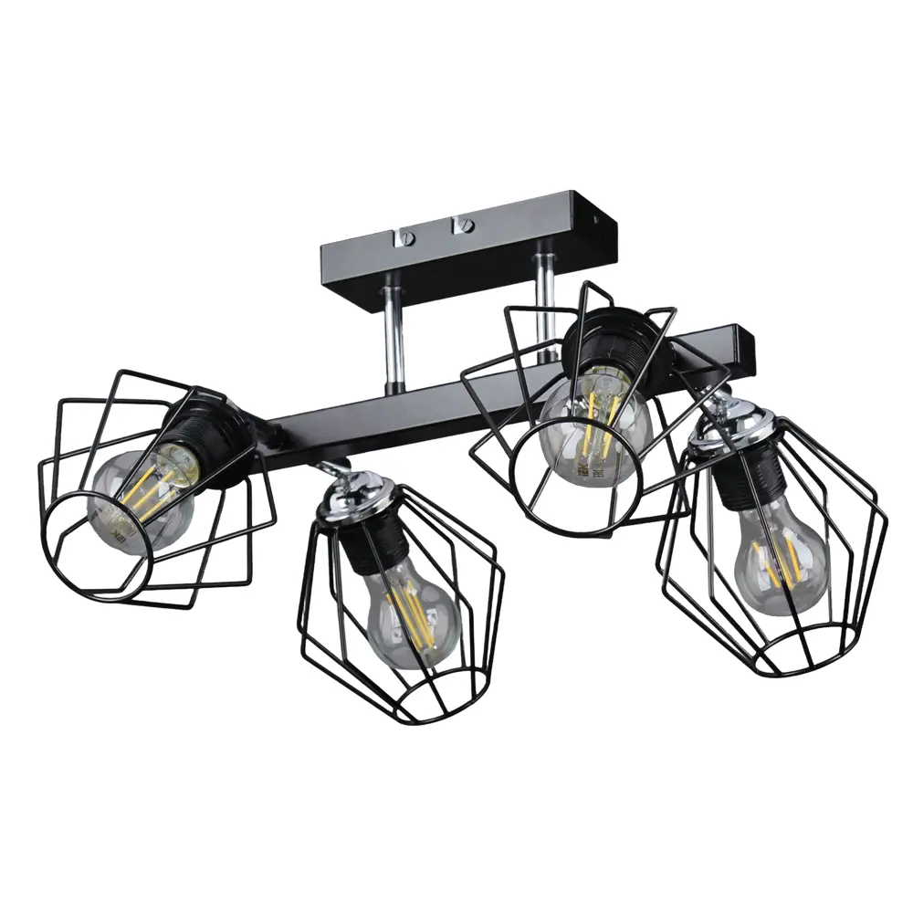 Люстра потолочная Гранж РС21384 4 лампы 12 м² цвет черный РОССВЕТ STLM-2085066 - Вид №2