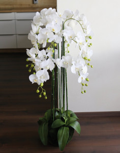 2860 777 a3 Пластиковая орхидея Phalaenopsis с 'почвой', 9-кратная, 120 см, real touch, белая H-andreas