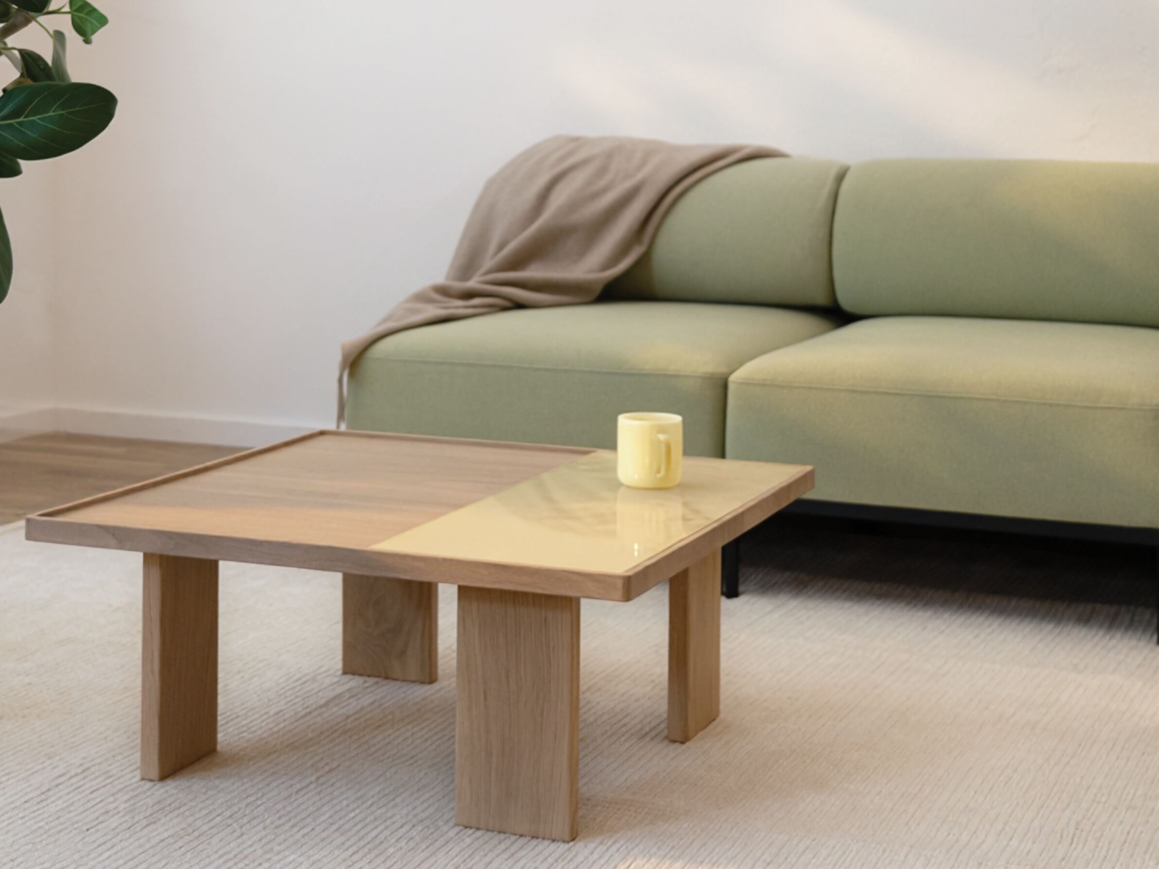 Квадратный журнальный столик из дерева и стекла Noah Living Piet ARCH-00138054 - Вид №3