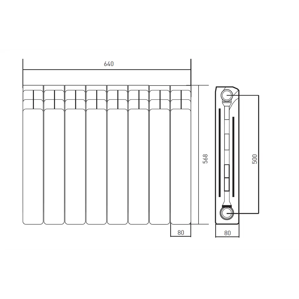 Радиатор Тепломир 500/80 8 секций биметалл белый STLM-2173887 - Вид №6