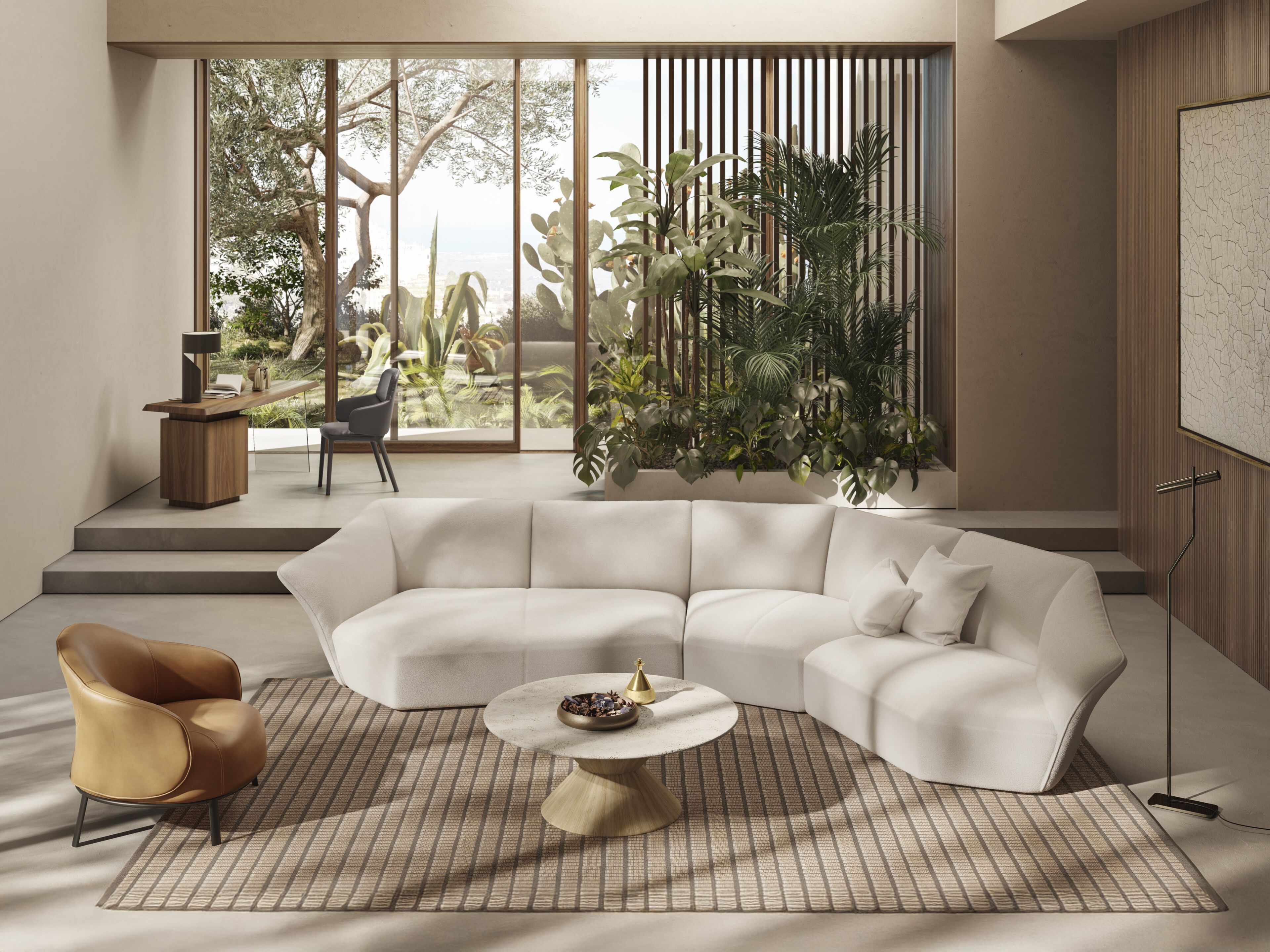 Модульный угловой диван из ткани Natuzzi Italia TIMELESS ARCH-00036647 - Вид №8