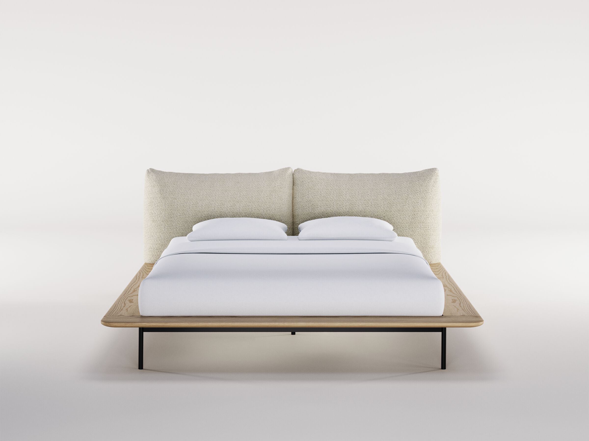 Дубовая двуспальная кровать с мягким изголовьем Wewood PLATFORM ARCH-00062451 - Вид №1