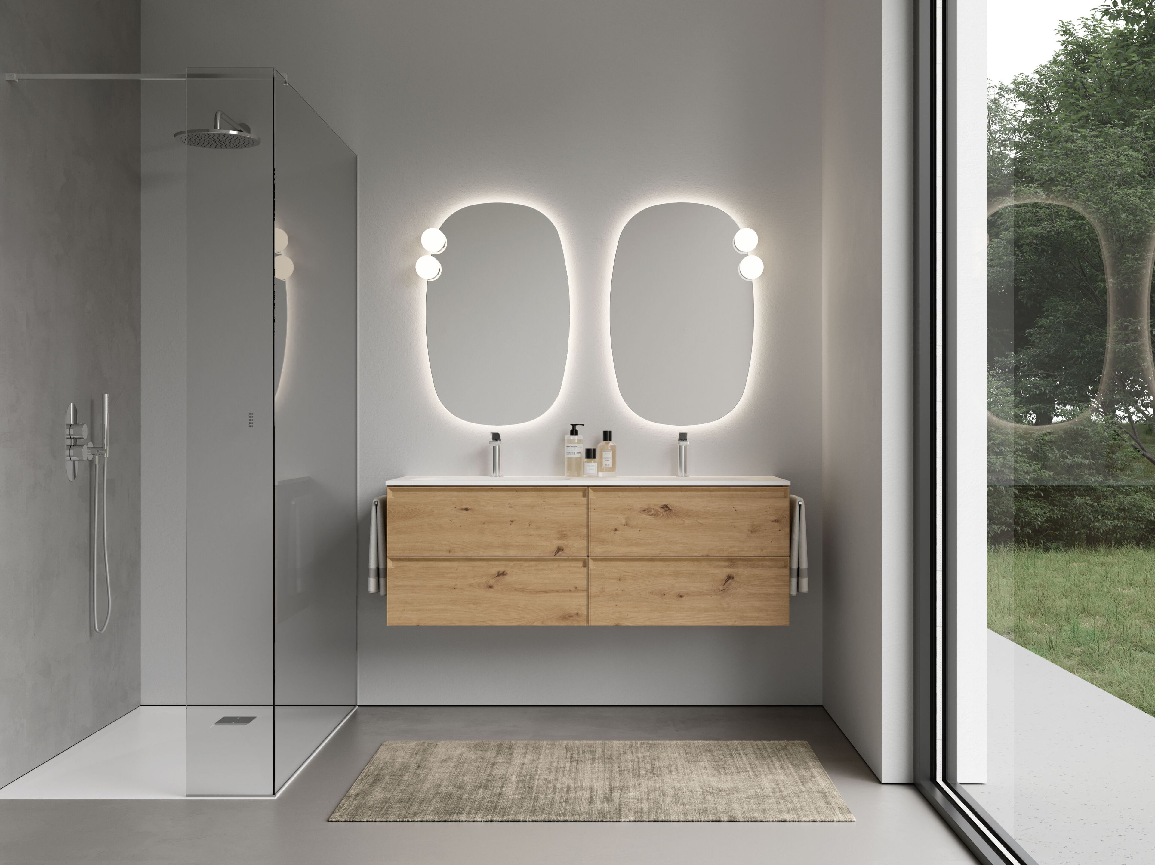 Двойной подвесной шкаф для умывальника со встроенной раковиной Ideagroup Play ARCH-00029625