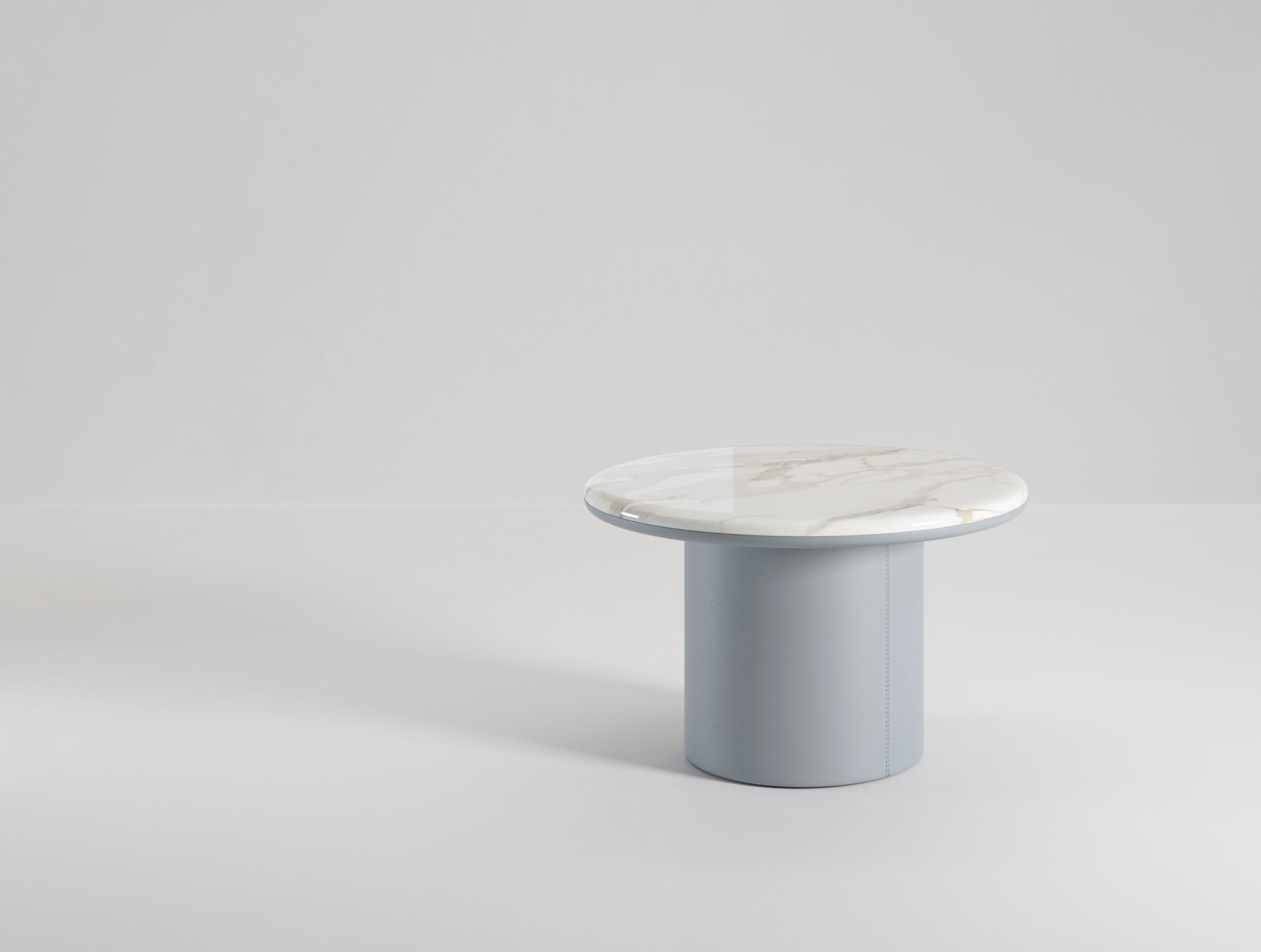 Круглый мраморный журнальный столик с кожаной основой Secolo GEMINI ARCH-00031420 - Вид №1