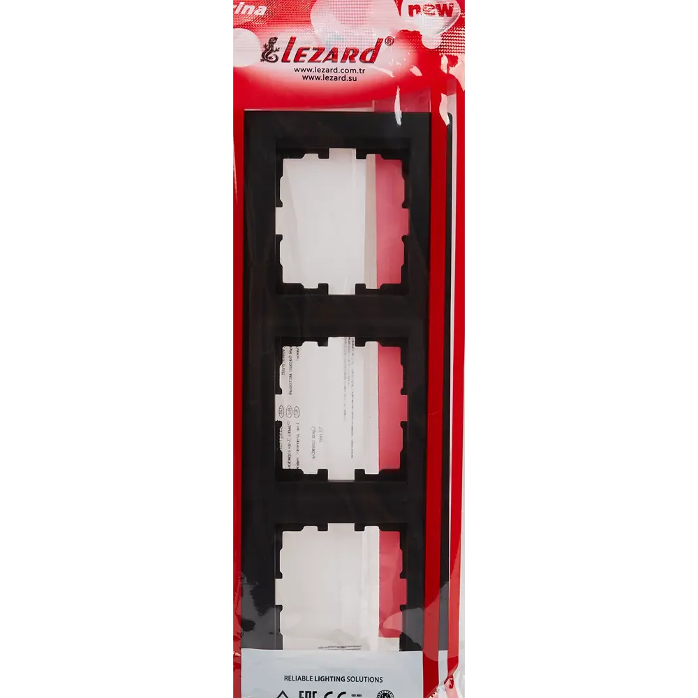 Рамка для розеток и выключателей Lezard Karina 3 поста горизонтальная цвет черный бархат STLM-2181056 - Вид №2