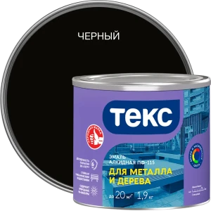 Эмаль для металла и дерева ПФ-115 Ленинградские краски Оптимум цвет черный глянцевый 1.9 л