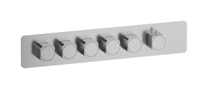 External part of thermostatic 5 ways, square plate, horizontal, Coral handle WE ARE IB eua526ssneo_2 Brushed Nickel Aqua