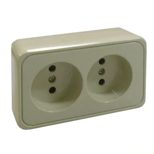Розетка LK STANDARD 2-ая, без заземления со шторками, бежевая