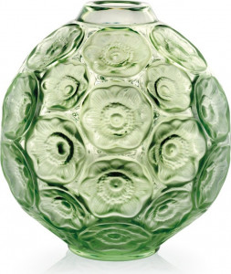 10600308 Lalique Ваза для одного цветка зеленая Anemones Хрусталь