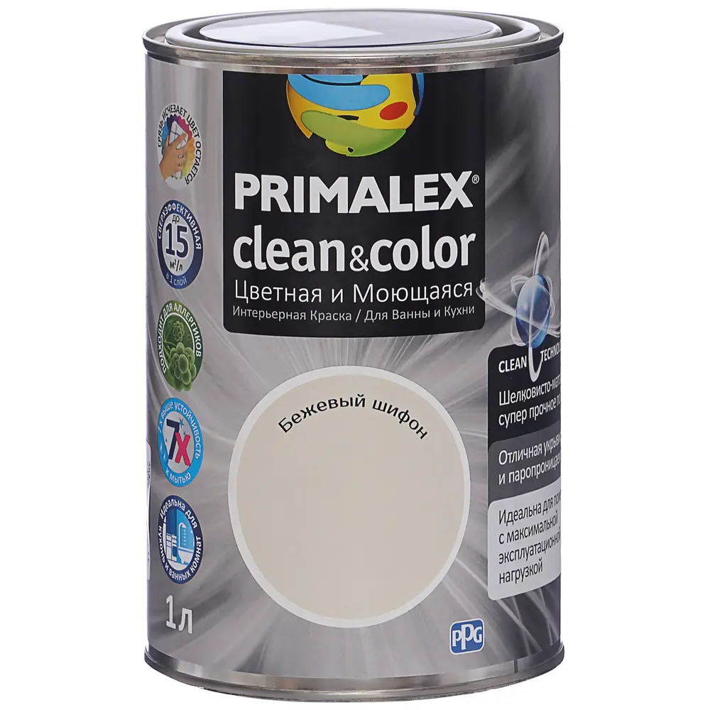 Краска PR-X Clean&Color 1 л Бежевый шифон PRIMALEX STLM-2141090 - Вид №1