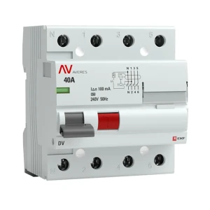 УЗО EKF Averes DV 4P 40 A 100 мА 4.5 кА AC rccb-4-40-100-a-av