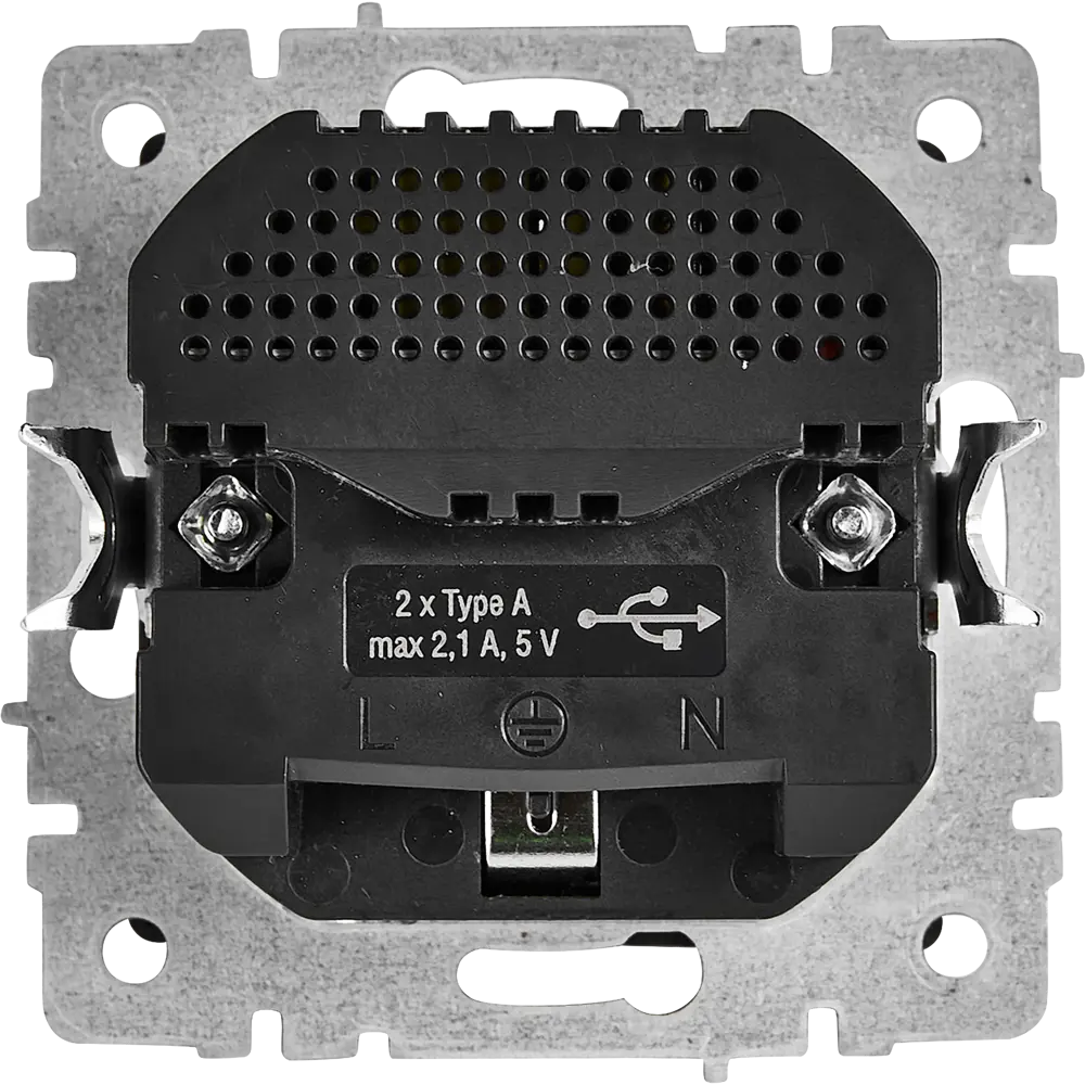 Розетка USB встраиваемая IEK Brite с заземлением, цвет сталь 87761606 STLM-1113808 - Вид №3